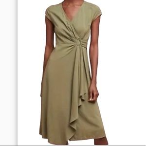 NWT Maeve Rayna moss faux wrap asymmetrical cap sleeve midi dress